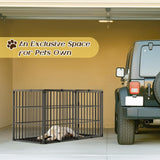 Pawaboo Heavy Duty Dog Crate, 56 inch Large Metal Dog Cage, Thickened Anti-bite Dogs Kennel with Mat, Dogs Playpen with Secure Top, Pet Cage Crate with Lock Door, Black