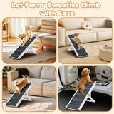 Pawaboo Foldable Dog Ramp, Small Dog Ramp for Sofa, Couch & Stairs, Portable Stable Pet Step Ramps with Non-Slip Pad, 4 Adjustable Height from 13'' to 21", White