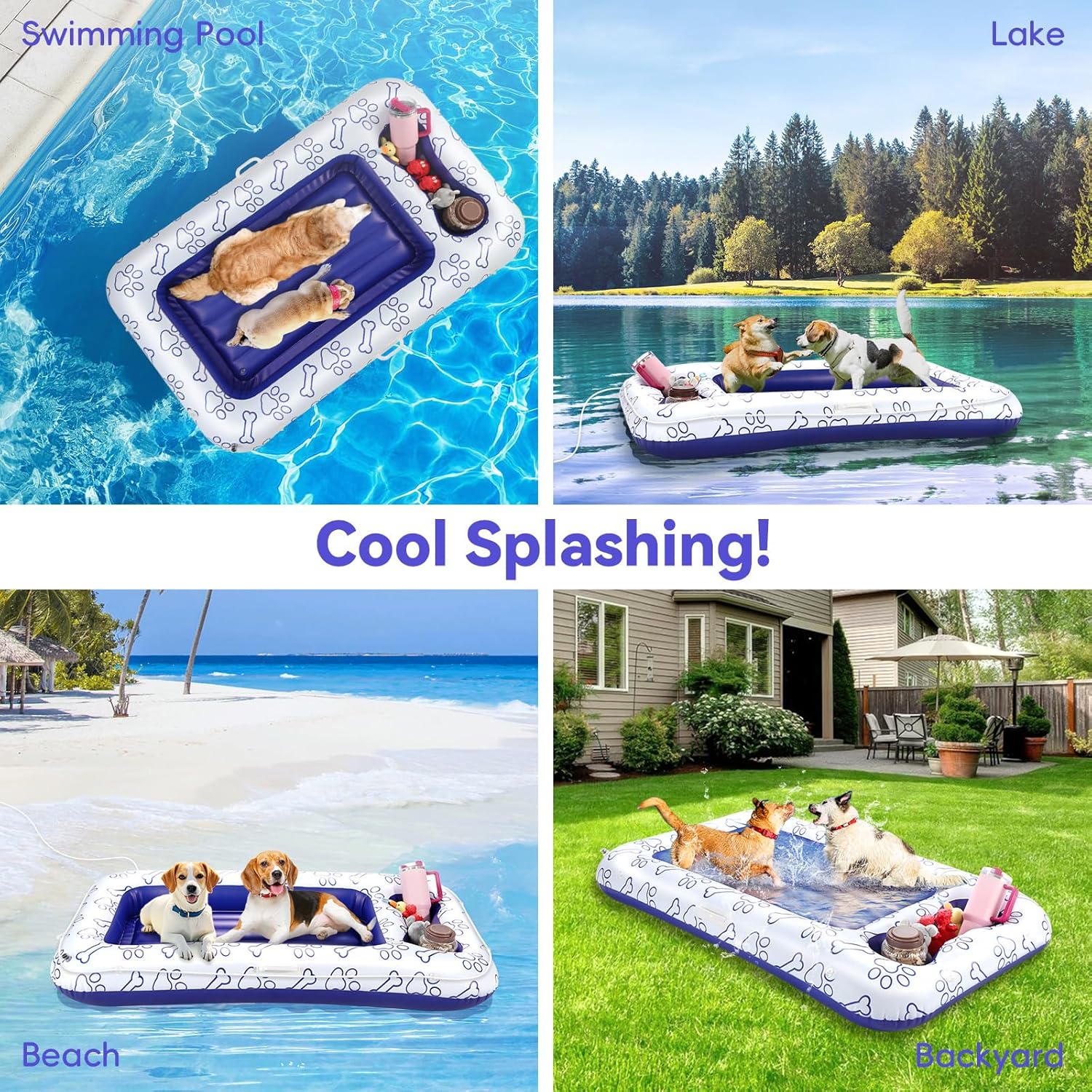 Small Dog Raft Pawaboo Dog Pool Float, Inflatable Pet Pool Floats for Medium Large Do