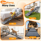 Pawaboo Metal Dog Ramp for Bed, Foldable Pet Ramp with Handle, Light Gray