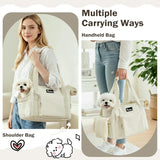 Pawaboo Dog Purse Carrier, Airline Approved Soft Sided Pet Carrier for Small Dogs Cats Rabbits with Large Pockets, Safety Leash, Soft Cushion, Breathable Dog Travel Carrying Tote Bag with Mesh Window