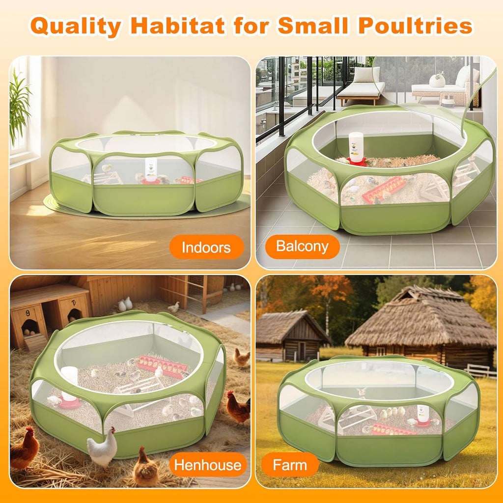 Round Chicken Brooder Pawaboo 6-in-1 Chicken Brooder Box for Chick Starter Kit, Includes Pet