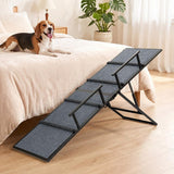 Pawaboo 63" Metal Dog Ramp for Bed, Foldable Pet Ramp, Dark Gray