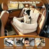 Pawaboo Dog Car Seat Bed, Memory Foam Booster for Medium/Large Dogs, Beige