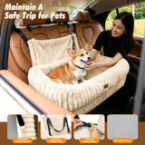 Pawaboo Dog Car Seat Bed, Memory Foam Booster for Medium/Large Dogs, Beige