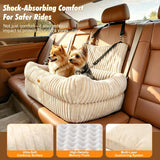 Pawaboo Dog Car Seat Bed, Memory Foam Booster for Medium/Large Dogs, Beige