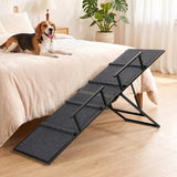 Pawaboo 63" Metal Dog Ramp for Bed, Foldable Pet Ramp, Dark Gray