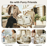 Pawaboo Dog Purse Carrier, Airline Approved Soft Sided Pet Carrier for Small Dogs Cats Rabbits with Large Pockets, Safety Leash, Soft Cushion, Breathable Dog Travel Carrying Tote Bag with Mesh Window