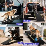 67''L & 20''W Dog Ramp for Car - Portable Extra Wide Pet Ramp for Medium & Large Dogs with Non-Slip Rug Surface, Dog Steps Stair for Car SUV/Truck/RV/High Bed, Up to 200LBS, Black