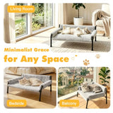 Pawaboo Elevated Cat Couch Bed for Indoor Cats, Sturdy Metal Frame Cat Sofa | Cat Bed Furniture with Removable Washable Cover, Reclined Backrest, Fluffy Raised Pet Sofa Kitten Hammock Chair Home, Gray