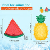 Pawaboo Pet Teether Cooling Chew Toys, 2 Pack Freezable Teething Toy for Puppies, Watermelon and Pineapple Shape Freeze Interactive Toys in Summer, Frozen Dog Treat Training Tools for Dogs