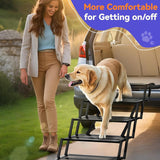 Extra Wide Dog Stairs for Car, Foldable Dog Ramps for Car with Non Slip Surface & Reflective Tape, Heavy Duty Dogs Steps for Cars, SUV, Truck, 300lbs Capacity, 14"-35" Adjustable Height