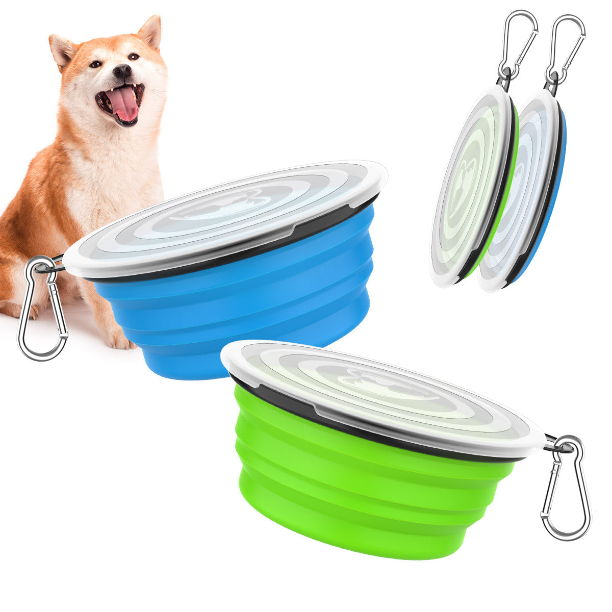 Collapsible 2PC Dog Bowls with Lid