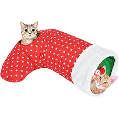 Cat Tunnel Christmas Sock with Bell Balls