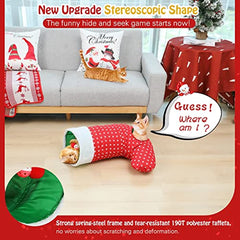 Cat Tunnel Christmas Sock with Bell Balls