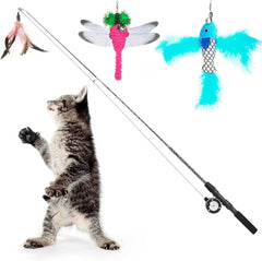 4 Pack Cat Feather Teaser Wand Toys