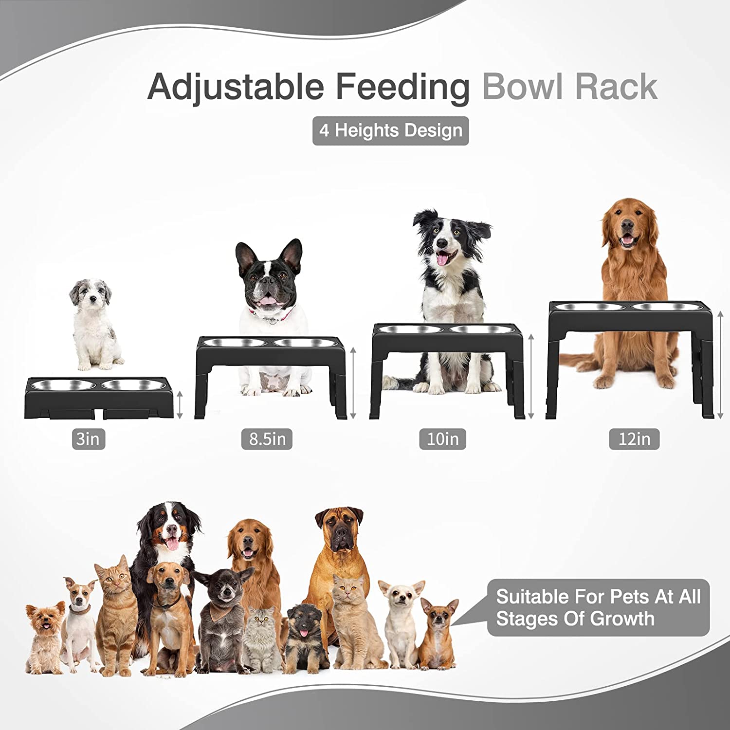 4 Heights Adjustable Dog Bowl