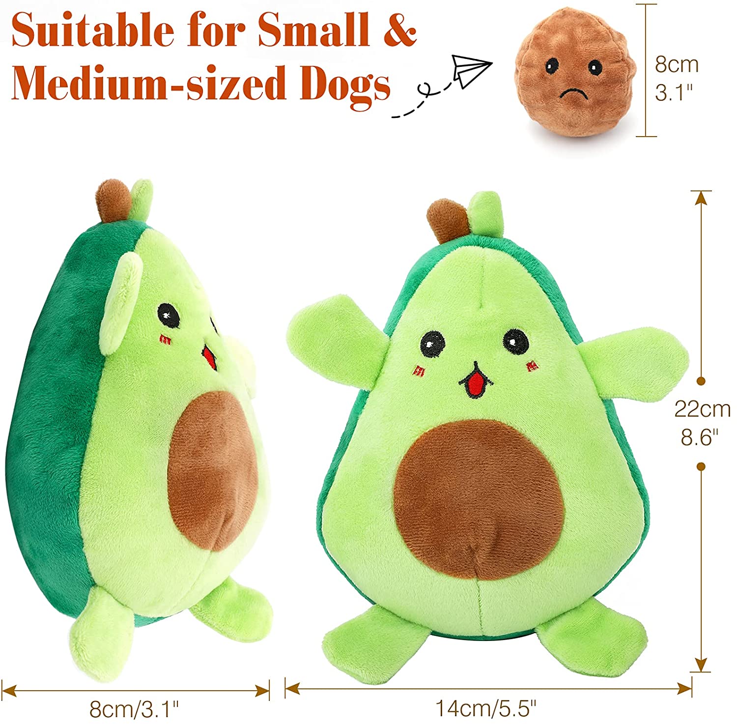 2-in-1 Avocado Pattern Squeaky Pet Toys