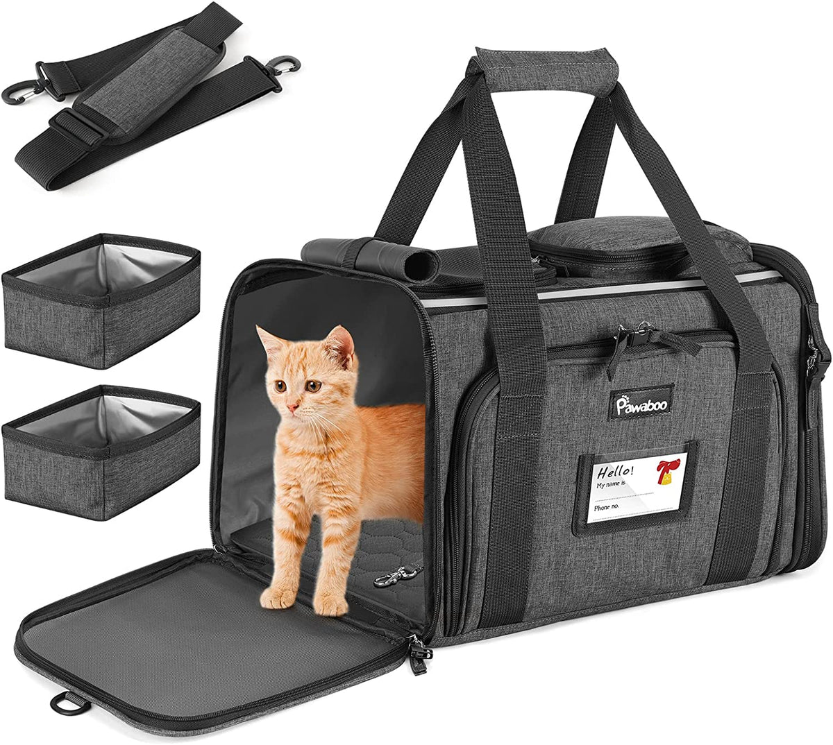 Airline Approved Pet Carrier with 2 Bowls